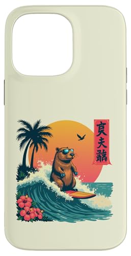 Capybara Surfing Wave Retro Palme Sunset Tropical Vibes Hülle für iPhone 14 Pro Max Capybara Surfing Wave Retro Palme Sunset Tropical Vibes Hülle für iPhone 14 Pro Max von The Wave Capybara Surfing rodent Retro Funny tees