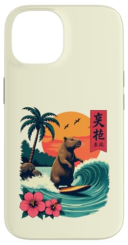 Capybara Surfing Wave Retro Palme Sunset Tropical Vibes Hülle für iPhone 14 Capybara Surfing Wave Retro Palme Sunset Tropical Vibes Hülle für iPhone 14 von The Wave Capybara Surfing rodent Retro Funny tees