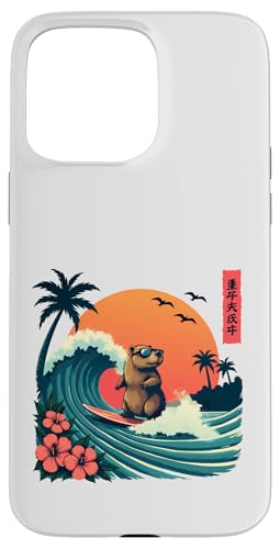 Capybara Surfing Wave Retro Palme Sunset Tropical Vibes Hülle für iPhone 15 Pro Max Capybara Surfing Wave Retro Palme Sunset Tropical Vibes Hülle für iPhone 15 Pro Max von The Wave Capybara Surfing rodent Retro Funny tees