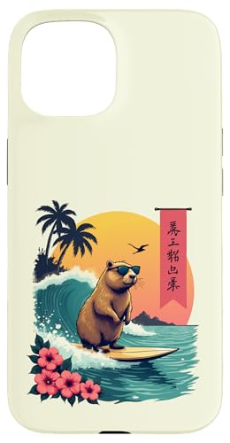 Capybara Surfing Wave Retro Palme Sunset Tropical Vibes Hülle für iPhone 15 Capybara Surfing Wave Retro Palme Sunset Tropical Vibes Hülle für iPhone 15 von The Wave Capybara Surfing rodent Retro Funny tees