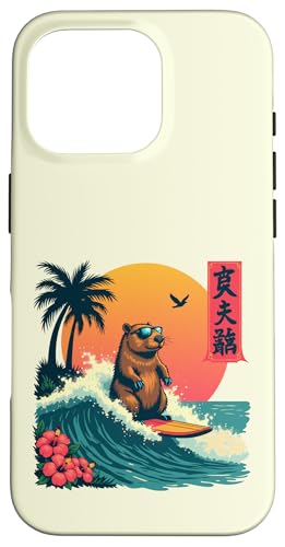 Capybara Surfing Wave Retro Palme Sunset Tropical Vibes Hülle für iPhone 16 Pro Capybara Surfing Wave Retro Palme Sunset Tropical Vibes Hülle für iPhone 16 Pro von The Wave Capybara Surfing rodent Retro Funny tees