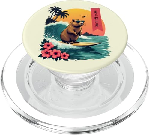 Capybara Surfing Wave Retro Palme Sunset Tropical Vibes PopSockets PopGrip für MagSafe Capybara Surfing Wave Retro Palme Sunset Tropical Vibes PopSockets PopGrip für MagSafe von The Wave Capybara Surfing rodent Retro Funny tees