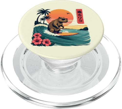 Capybara Surfing Wave Retro Palme Sunset Tropical Vibes PopSockets PopGrip für MagSafe Capybara Surfing Wave Retro Palme Sunset Tropical Vibes PopSockets PopGrip für MagSafe von The Wave Capybara Surfing rodent Retro Funny tees