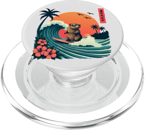 Capybara Surfing Wave Retro Palme Sunset Tropical Vibes PopSockets PopGrip für MagSafe Capybara Surfing Wave Retro Palme Sunset Tropical Vibes PopSockets PopGrip für MagSafe von The Wave Capybara Surfing rodent Retro Funny tees
