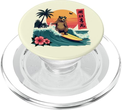 Capybara Surfing Wave Retro Palme Sunset Tropical Vibes PopSockets PopGrip für MagSafe Capybara Surfing Wave Retro Palme Sunset Tropical Vibes PopSockets PopGrip für MagSafe von The Wave Capybara Surfing rodent Retro Funny tees