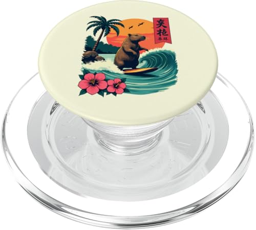 Capybara Surfing Wave Retro Palme Sunset Tropical Vibes PopSockets PopGrip für MagSafe Capybara Surfing Wave Retro Palme Sunset Tropical Vibes PopSockets PopGrip für MagSafe von The Wave Capybara Surfing rodent Retro Funny tees