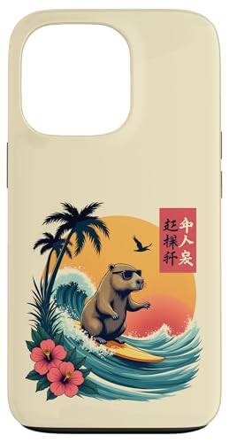 Japanisches Capybara Surfen Kanagawa Wave Lustiges Surftier Hülle für iPhone 13 Pro von The Wave Capybara Surfing rodent Retro Funny tees
