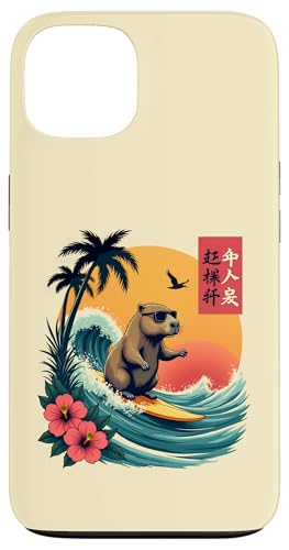 Japanisches Capybara Surfen Kanagawa Wave Lustiges Surftier Hülle für iPhone 13 von The Wave Capybara Surfing rodent Retro Funny tees
