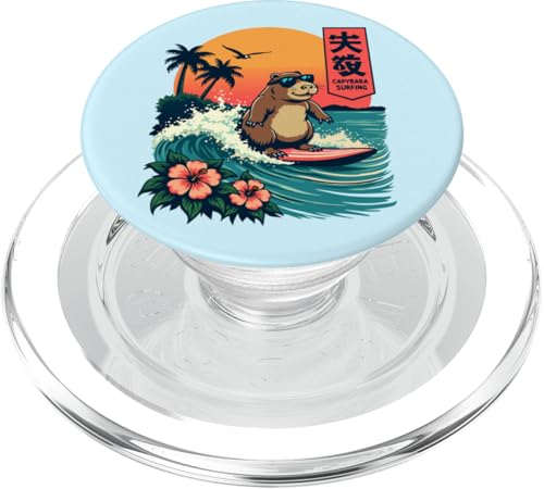 Japanisches Capybara Surfen Kanagawa Wave Lustiges Surftier PopSockets PopGrip für MagSafe Japanisches Capybara Surfen Kanagawa Wave Lustiges Surftier PopSockets PopGrip für MagSafe von The Wave Capybara Surfing rodent Retro Funny tees