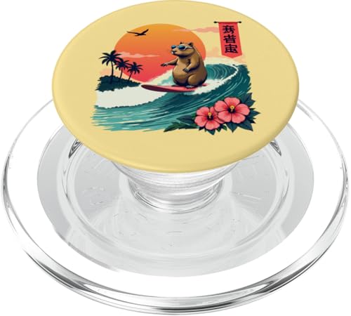 Japanisches Capybara Surfen Kanagawa Wave Lustiges Surftier PopSockets PopGrip für MagSafe Japanisches Capybara Surfen Kanagawa Wave Lustiges Surftier PopSockets PopGrip für MagSafe von The Wave Capybara Surfing rodent Retro Funny tees