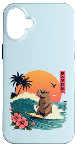 Surfen Capybara Retro Sonnenuntergang Strand Ocean Wave Summer Vibes Hülle für iPhone 16 Plus Surfen Capybara Retro Sonnenuntergang Strand Ocean Wave Summer Vibes Hülle für iPhone 16 Plus von The Wave Capybara Surfing rodent Retro Funny tees