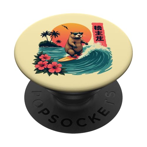 Surfen Capybara Retro Sonnenuntergang Strand Ocean Wave Summer Vibes PopSockets Klebender PopGrip Surfen Capybara Retro Sonnenuntergang Strand Ocean Wave Summer Vibes PopSockets Klebender PopGrip von The Wave Capybara Surfing rodent Retro Funny tees