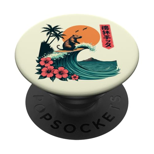 Surfen Capybara Retro Sonnenuntergang Strand Ocean Wave Summer Vibes PopSockets Klebender PopGrip Surfen Capybara Retro Sonnenuntergang Strand Ocean Wave Summer Vibes PopSockets Klebender PopGrip von The Wave Capybara Surfing rodent Retro Funny tees