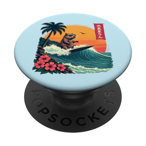 Surfen Capybara Retro Sonnenuntergang Strand Ocean Wave Summer Vibes PopSockets Klebender PopGrip Surfen Capybara Retro Sonnenuntergang Strand Ocean Wave Summer Vibes PopSockets Klebender PopGrip von The Wave Capybara Surfing rodent Retro Funny tees