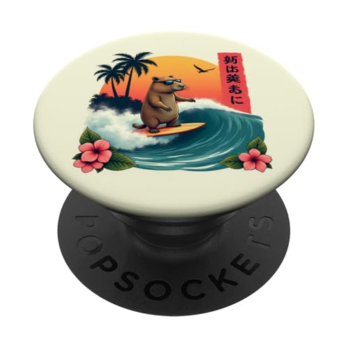 Surfen Capybara Retro Sonnenuntergang Strand Ocean Wave Summer Vibes PopSockets Klebender PopGrip Surfen Capybara Retro Sonnenuntergang Strand Ocean Wave Summer Vibes PopSockets Klebender PopGrip von The Wave Capybara Surfing rodent Retro Funny tees