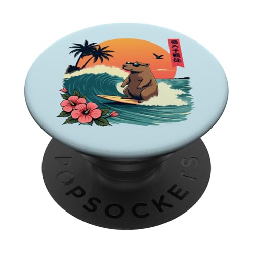 Surfen Capybara Retro Sonnenuntergang Strand Ocean Wave Summer Vibes PopSockets Klebender PopGrip Surfen Capybara Retro Sonnenuntergang Strand Ocean Wave Summer Vibes PopSockets Klebender PopGrip von The Wave Capybara Surfing rodent Retro Funny tees