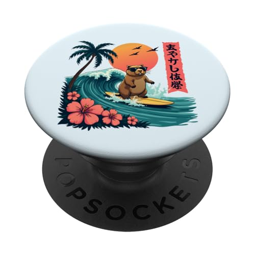 Surfen Capybara Retro Sonnenuntergang Strand Ocean Wave Summer Vibes PopSockets Klebender PopGrip Surfen Capybara Retro Sonnenuntergang Strand Ocean Wave Summer Vibes PopSockets Klebender PopGrip von The Wave Capybara Surfing rodent Retro Funny tees