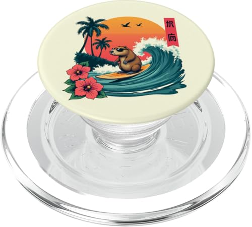 Surfen Capybara Retro Sonnenuntergang Strand Ocean Wave Summer Vibes PopSockets PopGrip für MagSafe Surfen Capybara Retro Sonnenuntergang Strand Ocean Wave Summer Vibes PopSockets PopGrip für MagSafe von The Wave Capybara Surfing rodent Retro Funny tees