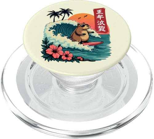 Surfen Capybara Retro Sonnenuntergang Strand Ocean Wave Summer Vibes PopSockets PopGrip für MagSafe Surfen Capybara Retro Sonnenuntergang Strand Ocean Wave Summer Vibes PopSockets PopGrip für MagSafe von The Wave Capybara Surfing rodent Retro Funny tees
