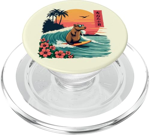 Surfen Capybara Retro Sonnenuntergang Strand Ocean Wave Summer Vibes PopSockets PopGrip für MagSafe Surfen Capybara Retro Sonnenuntergang Strand Ocean Wave Summer Vibes PopSockets PopGrip für MagSafe von The Wave Capybara Surfing rodent Retro Funny tees