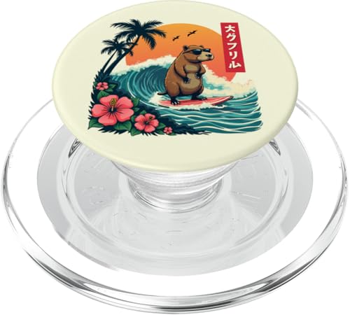 Surfen Capybara Retro Sonnenuntergang Strand Ocean Wave Summer Vibes PopSockets PopGrip für MagSafe Surfen Capybara Retro Sonnenuntergang Strand Ocean Wave Summer Vibes PopSockets PopGrip für MagSafe von The Wave Capybara Surfing rodent Retro Funny tees