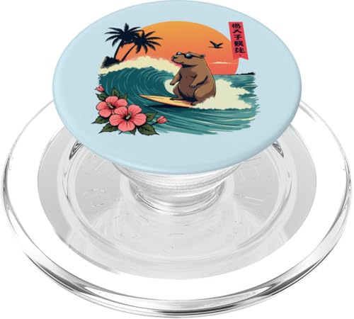 Surfen Capybara Retro Sonnenuntergang Strand Ocean Wave Summer Vibes PopSockets PopGrip für MagSafe Surfen Capybara Retro Sonnenuntergang Strand Ocean Wave Summer Vibes PopSockets PopGrip für MagSafe von The Wave Capybara Surfing rodent Retro Funny tees