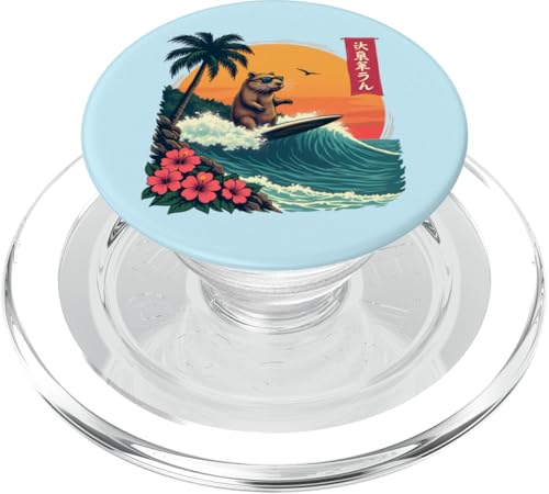 Surfen Capybara Retro Sonnenuntergang Strand Ocean Wave Summer Vibes PopSockets PopGrip für MagSafe Surfen Capybara Retro Sonnenuntergang Strand Ocean Wave Summer Vibes PopSockets PopGrip für MagSafe von The Wave Capybara Surfing rodent Retro Funny tees