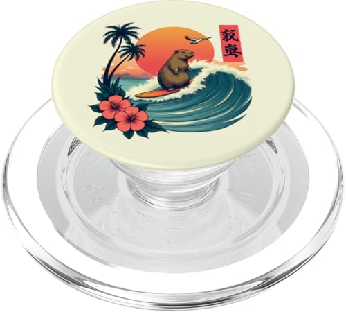 Surfen Capybara Retro Sonnenuntergang Strand Ocean Wave Summer Vibes PopSockets PopGrip für MagSafe Surfen Capybara Retro Sonnenuntergang Strand Ocean Wave Summer Vibes PopSockets PopGrip für MagSafe von The Wave Capybara Surfing rodent Retro Funny tees