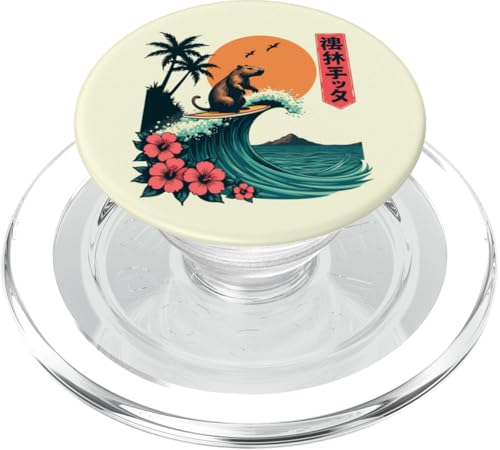 Surfen Capybara Retro Sonnenuntergang Strand Ocean Wave Summer Vibes PopSockets PopGrip für MagSafe Surfen Capybara Retro Sonnenuntergang Strand Ocean Wave Summer Vibes PopSockets PopGrip für MagSafe von The Wave Capybara Surfing rodent Retro Funny tees