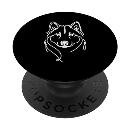 Line Art Dad Mom Dog Siberian Husky PopSockets mit austauschbarem PopGrip von The Woof Wardrobe