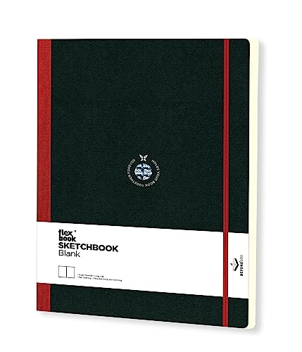 Flexbook Notizbuch/Skizzenbuch A4 patentierte flexible Bindung, rot, blank mit Gummizug 22x31cm von The Writing Fields