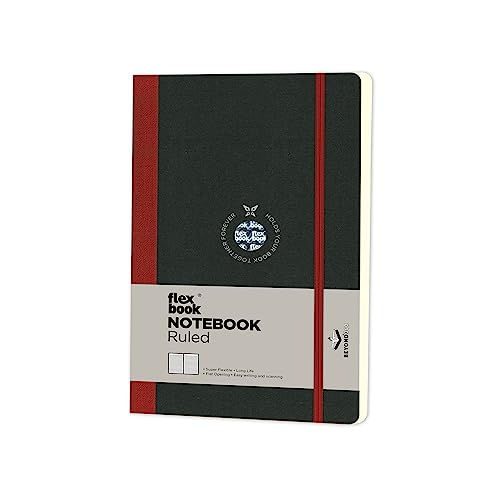 Flexbook Notizbuch patentierte flexible Bindung, rot liniert, mit Gummizug 13x21cm von The Writing Fields