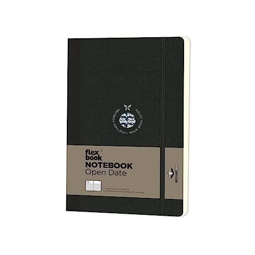 Flexbook Notizbuch patentierte flexible Bindung, schwarz, offenes Datum, mit Gummizug 13x21cm von The Writing Fields