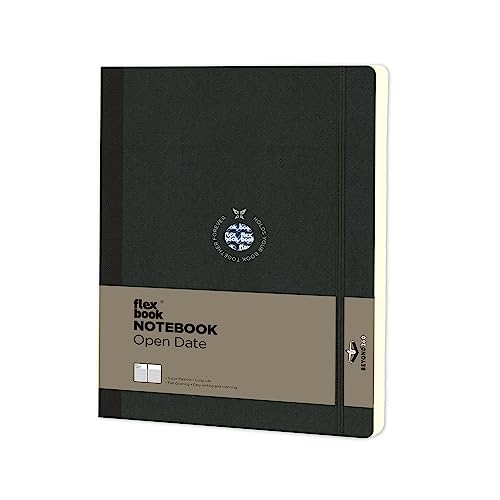 Flexbook Notizbuch patentierte flexible Bindung, schwarz, offenes Datum, mit Gummizug 17x24cm von The Writing Fields