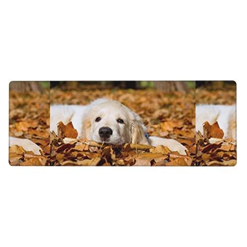 TheEcoWay Mauspad, Motiv: Fauler Hund, Welpe, Bedruckt, Schreibtischunterlage, Computertastatur, Mauspad mit Rutschfester Gummiunterseite, 30 x 80 cm von TheEcoWay