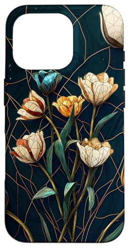 Buntglas Kintsugi Blumendesign Hülle für iPhone 16 Pro von TheFoxyCase