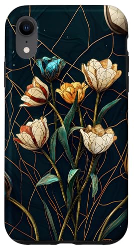 Buntglas Kintsugi Blumendesign Hülle für iPhone XR von TheFoxyCase
