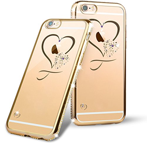 TheSmartGuard Glitzer Hülle kompatibel für iPhone 6S-6 Hülle Glitzer-Strass Case Schutzhülle (4,7 Zoll) Glamour Glitzer Crystal Look mit Strassteinen iPhone 6S-6 - Farbe: Gold von TheSmartGuard