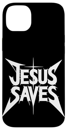 Jesus rettet lustige Metallschrift Christian Faith Rocker Hülle für iPhone 14 Plus Jesus rettet lustige Metallschrift Christian Faith Rocker Hülle für iPhone 14 Plus von Theater Of Oneness