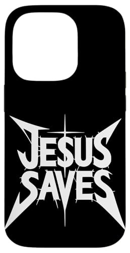 Jesus rettet lustige Metallschrift Christian Faith Rocker Hülle für iPhone 14 Pro Jesus rettet lustige Metallschrift Christian Faith Rocker Hülle für iPhone 14 Pro von Theater Of Oneness