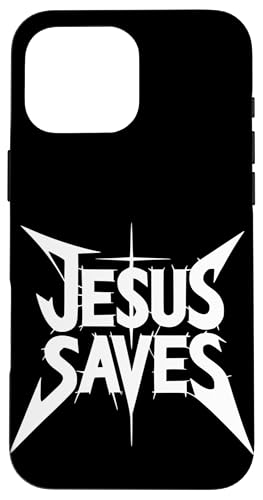 Jesus rettet lustige Metallschrift Christian Faith Rocker Hülle für iPhone 16 Pro Max Jesus rettet lustige Metallschrift Christian Faith Rocker Hülle für iPhone 16 Pro Max von Theater Of Oneness