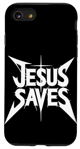 Jesus rettet lustige Metallschrift Christian Faith Rocker Hülle für iPhone SE (2020) / 7 / 8 von Theater Of Oneness