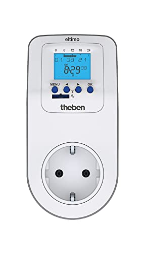 Theben 0200130 Eltimo 020 top3 - Digitale Steckdosenschaltuhr mit Wochenprogramm I Zeitschaltuhr I Timer I optionale App Programmierung via Bluetooth I Wochenschaltuhr von Theben