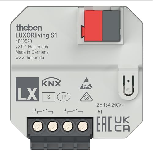 Theben 4800520 LUXORliving S1 I 1-fach Schaltaktor Unterputz I 2 Binäreingänge für potentialfreie Kontakte I Für KNX Smart Home-System LUXORliving Theben 4800520 LUXORliving S1 I 1-fach Schaltaktor Unterputz I 2 Binäreingänge für potentialfreie Kontakte I Für KNX Smart Home-System LUXORliving von Theben