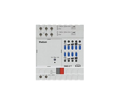 Theben 4930270 DMG 2 T KNX 2-fach Universal Dimmaktor Grundmodul der MIX2 Serie I 2 Kanäle I Dimmbereich 0-100% I Optimal für LED bis 400 W I DIN-Schiene I Hutschiene I 4 TE von Theben