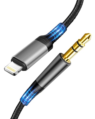 Auto AUX Kabel für iPhone [Apple MFi Zertifiziert] Lightning auf 3.5mm Aux-Kabel für Auto/Kopfhörer/Lautsprecher,Kompatibel mit iPhone 14/14 Pro/13/13 Pro/12/12 Pro/11/11Pro/X/XS/XR/8/7-Silber Schwarz von Thecoopidea