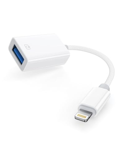 Lightning auf USB Kamera Adapter für iPhone 14,USB 3.0 OTG Nylon Kabel Adapter mit Ladeanschluss,Unterstützt Kartenleser,USB Flash Drive,Tastatur,Game Controller,Kompatibel mit Lightning Port Geräten von Thecoopidea