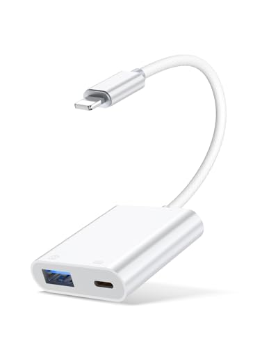 Lightning-auf-USB-Kamera-OTG-Adapter für iPhone 14,USB-3.0-Kabel-Buchsenadapter mit Ladeanschluss, unterstützt Kartenleser, Flash-Laufwerk, Game-Controller, kompatibel mit Lightning-Port-Geräten von Thecoopidea