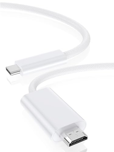 USB C auf HDMI Kabel 2M (Thunderbolt 4/3 Kompatibel) 4K UHD Typ C auf HDMI Geflochten Kabel für iPhone 15/15 Plus/15 Pro/15 Pro Max/Samsung Galaxy S23/MacBook Air/Pro, iPad Pro Chromebook, TV usw von Thecoopidea