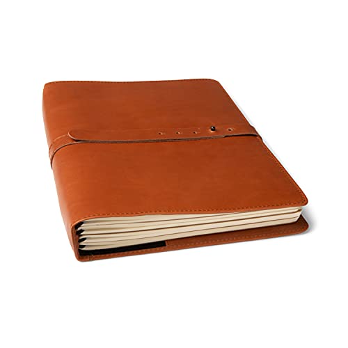 THEODORE Notizbucheinband aus Leder - 4 Gummibänder für 4 Notizbücher, großes Skizzenbuch (21,6 x 27,9 cm, XXL) - Perfekt für Erbstück-Tagebuch von Theodore